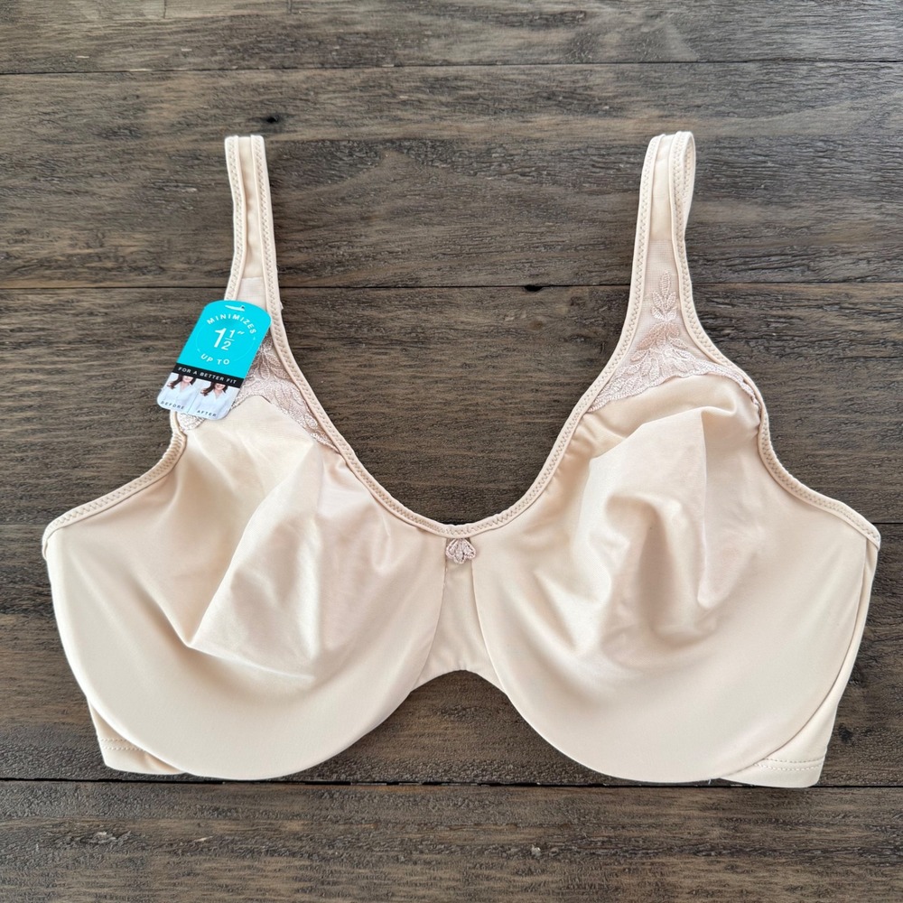 NWT Bali Passion for Comfort Minimizer Underwire Bra 3385 Nude Beige 34DD Womens